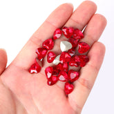 Light Siam Heart Shape High Quality Glass Pointed Back Fancy Rhinestones WholesaleRhinestone